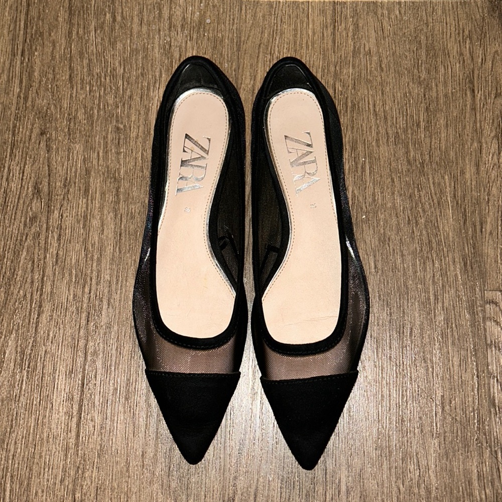 Zara Mesh pointed-toe flats - size 36
